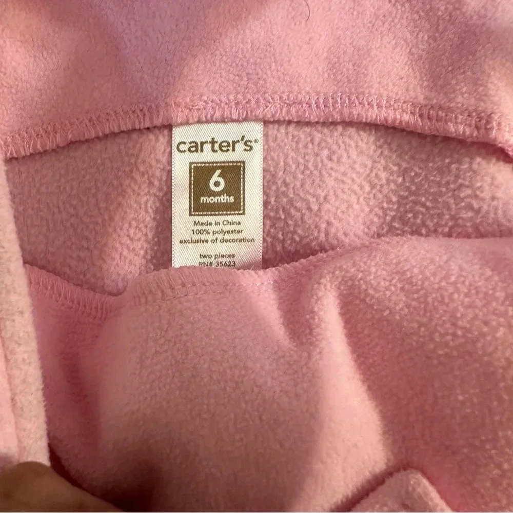 Carter's baby girls size 6 months pink fleece overalls